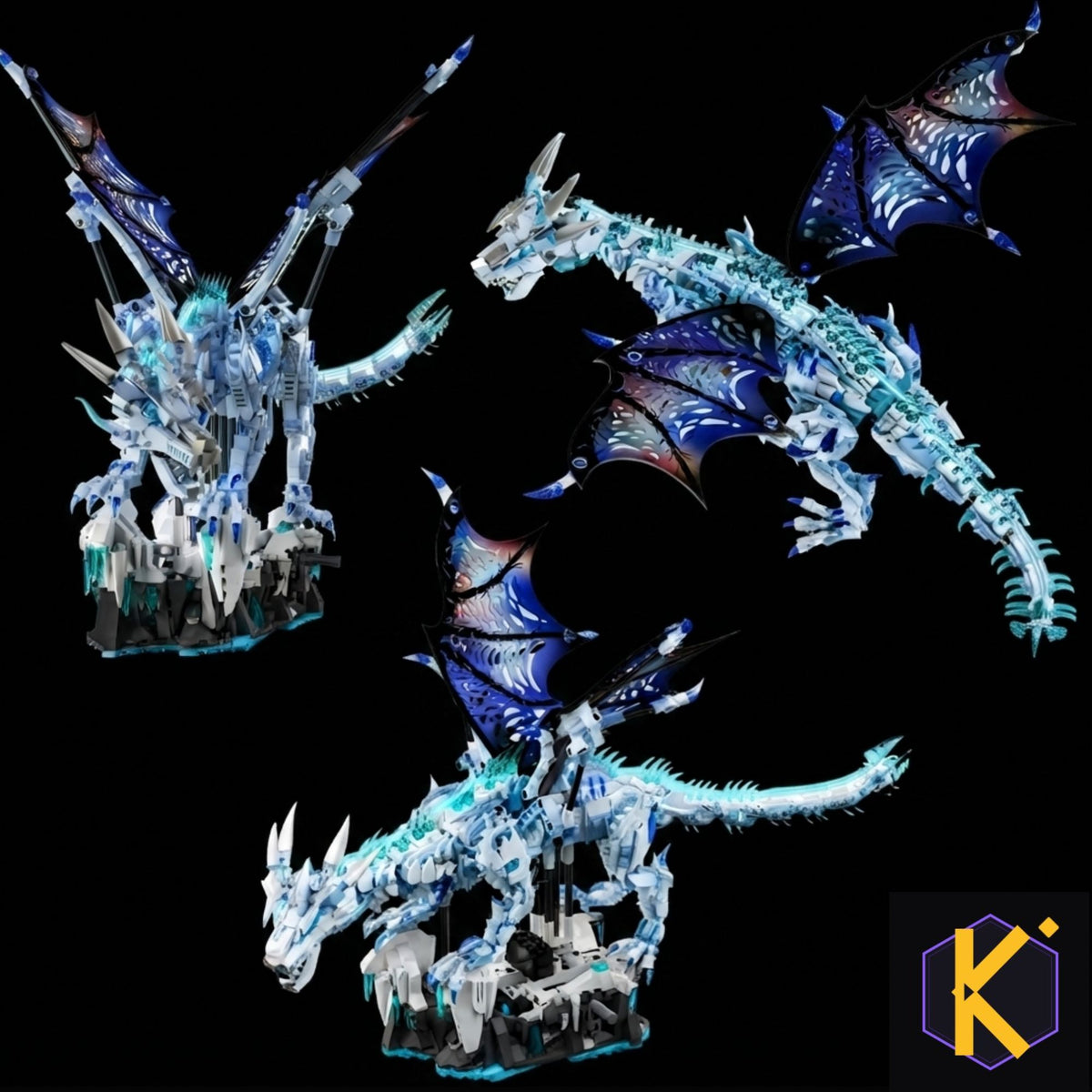 FUNXINEE 1676 piezas de bloques de construcción, vistas "Dragón de hielo" | Kuro Stash
