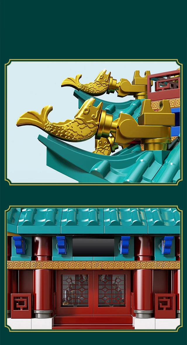 2453 piezas: Juego de construcción de barca dragón de estilo chino